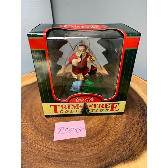 Coca-Cola Trim A Tree Collection 1998 Santa Ornament with Child & Bear - Picture 7 of 7